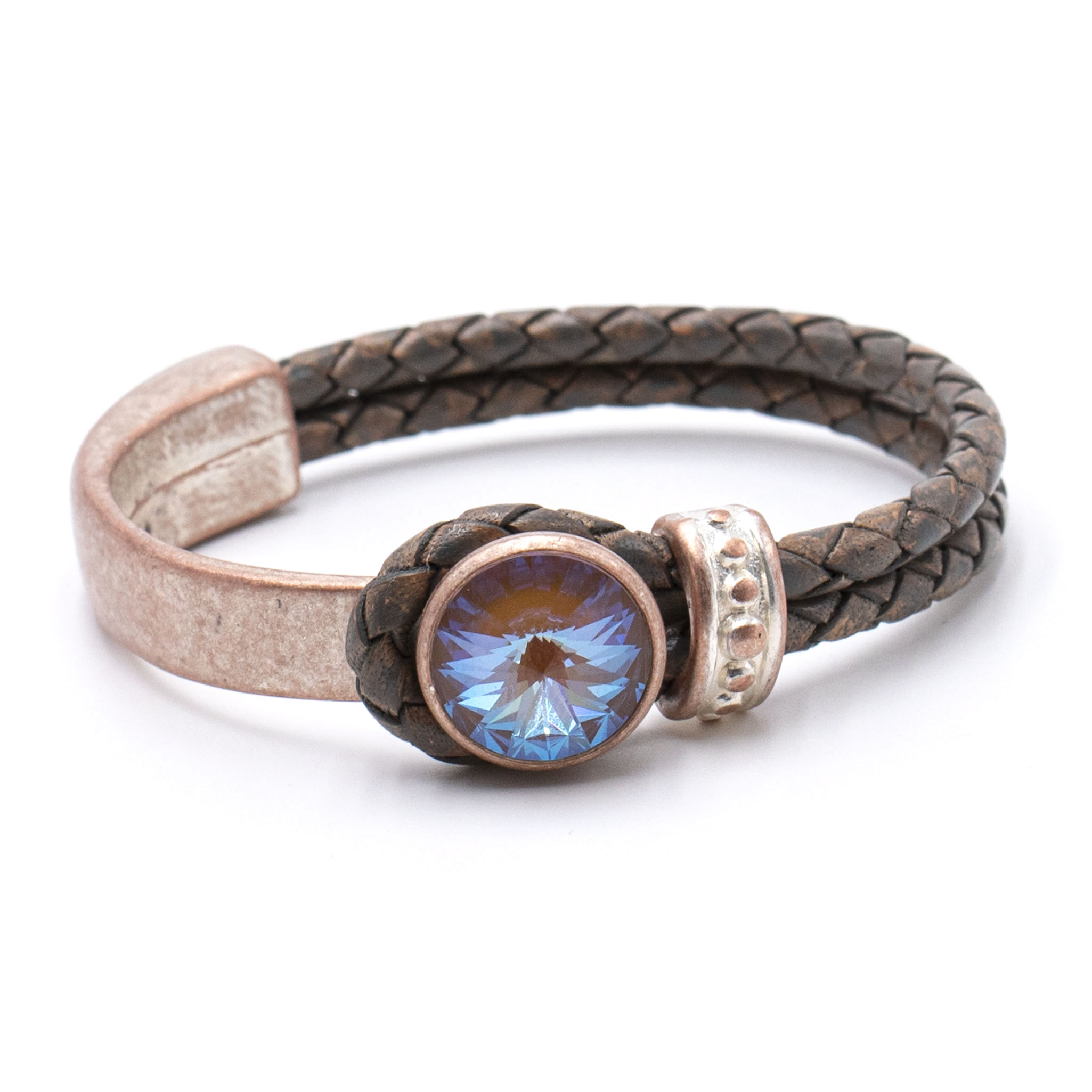 Lederarmband Perlmutt Glamour mit Premium Crystal in 19,5 cm