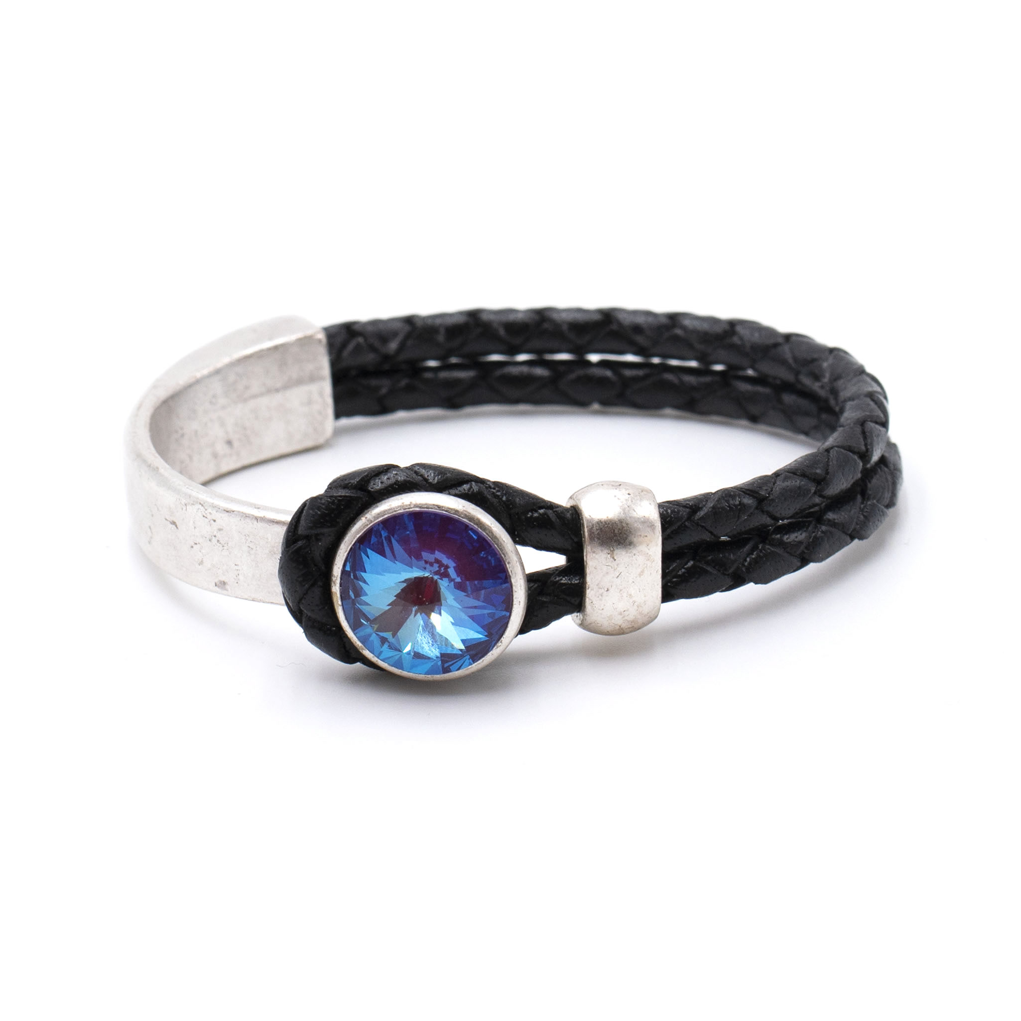 Lederarmband Black Glamour mit Premium Crystal in 20,5 cm